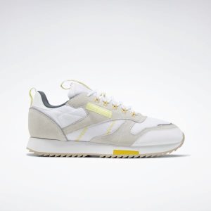 Reebok Classic Leather Ripple Trail Turnschuhe Herren - Weiß/Zitrone/HellGrün Gelb - DE 802-CSO